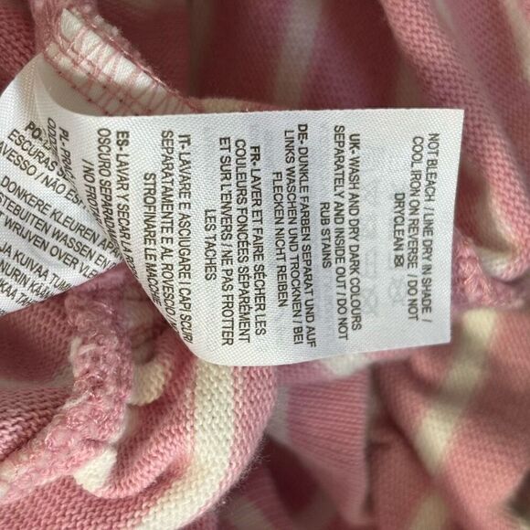 Boden Frilled Side Split Jersey Top pink white stripe ruffle cuff size 6 - Picture 8 of 9